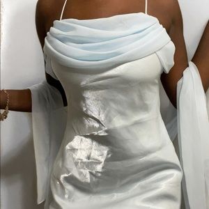 Baby blue formal dress and shawl